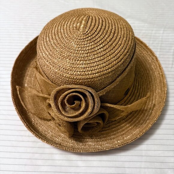 Vintage SCALA Straw Hat with Detail One Size Beach Summer Sun Church - Picture 1 of 2